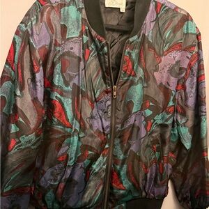 Vintage 80’s / 90’s Multicolor Bomber Jacket Retro Patterned Zip Up